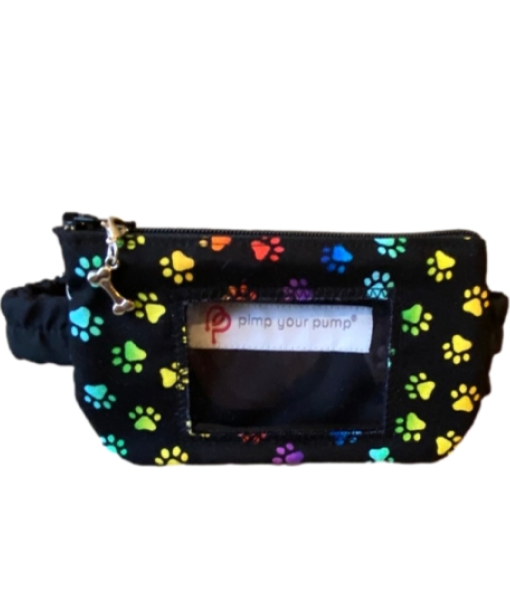 Insulin Pump Pouch Rainbow Paws with Vinyl Screen